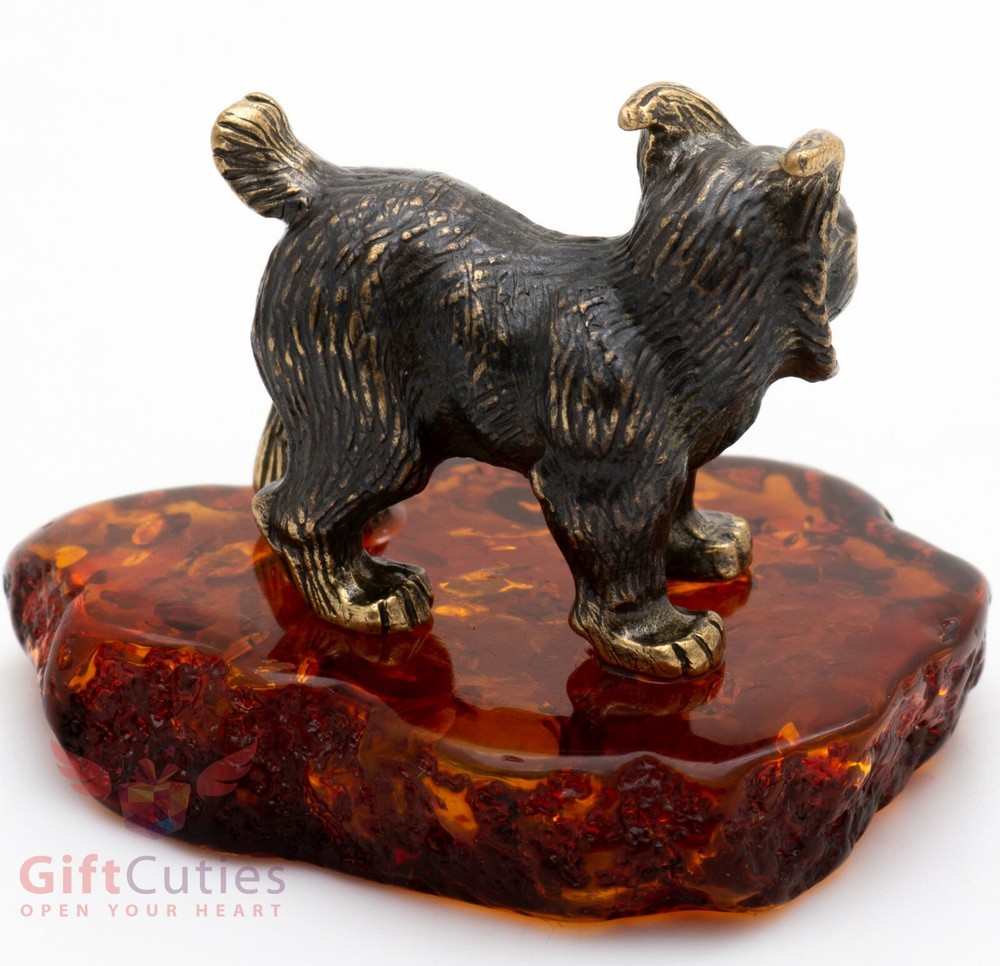 Solid Brass Amber Figurine of the Eurasian lynx IronWork