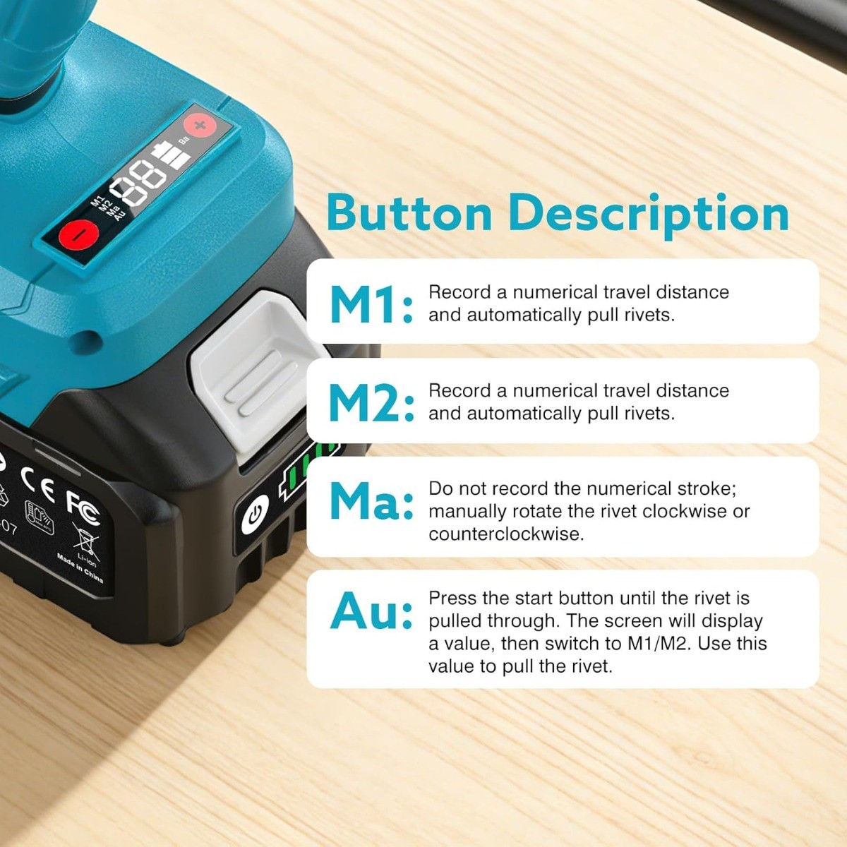 Seesii 3 in 1 Electric Rivet Nut Tool Cordless (10-24" & 1/4" & 5/16" & 3/8")