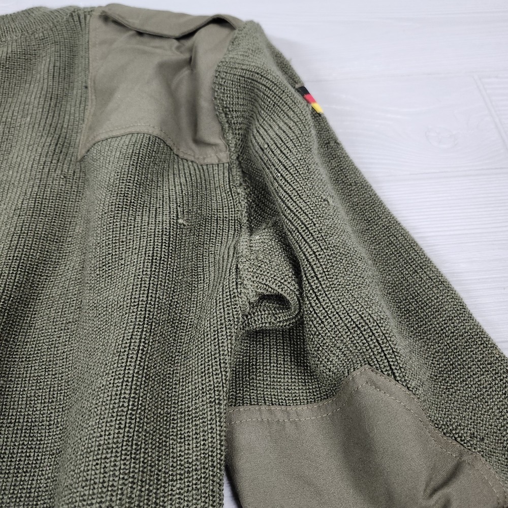 German Military Commando Sweater Pullover Flags Wool Blend H50 Size L Distressed