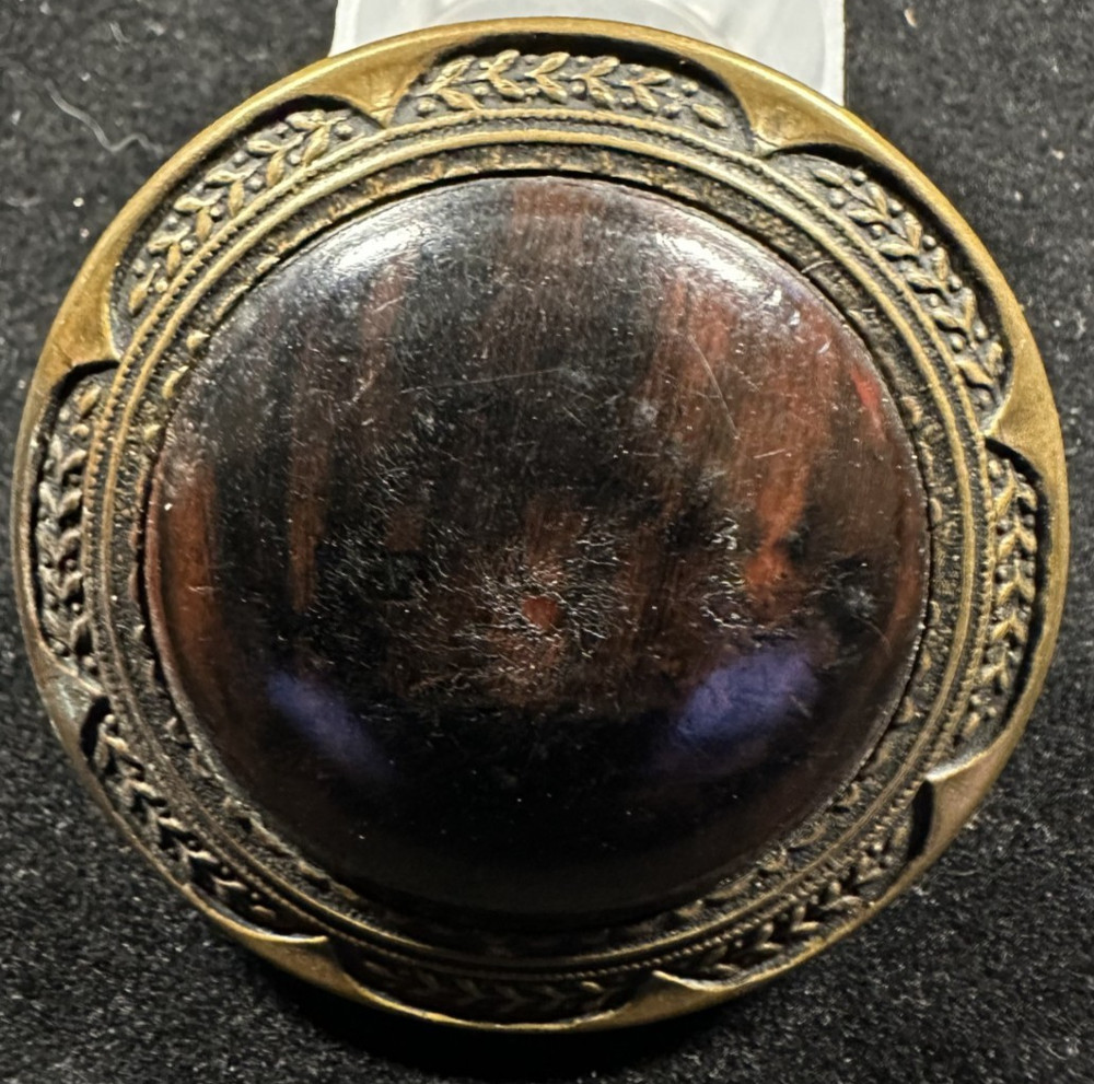 Victorian Tortoise Shell Celluloid Antique  Brass Button 1.7 Inch Diameter