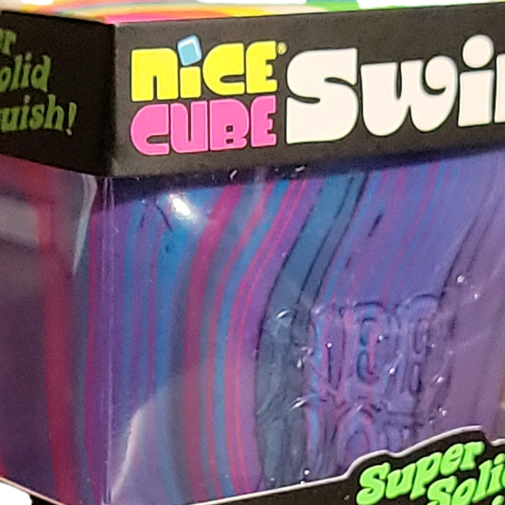 PURPLE BLUE Schylling NeeDoh Nice Cube Swirl. Super Solid Squish AUTHENTIC