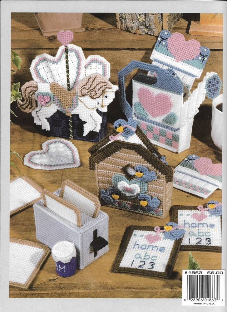 USED CUTE 'N' CLEVER COASTER SETS 8 DESIGNS PLASTIC CANVAS PATTERN BOOK