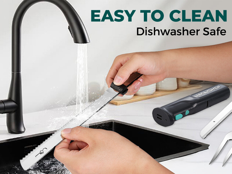 HAUSHOF Cordless Electric Knife Set for Meat Slicing 8V Electric Carving Knife