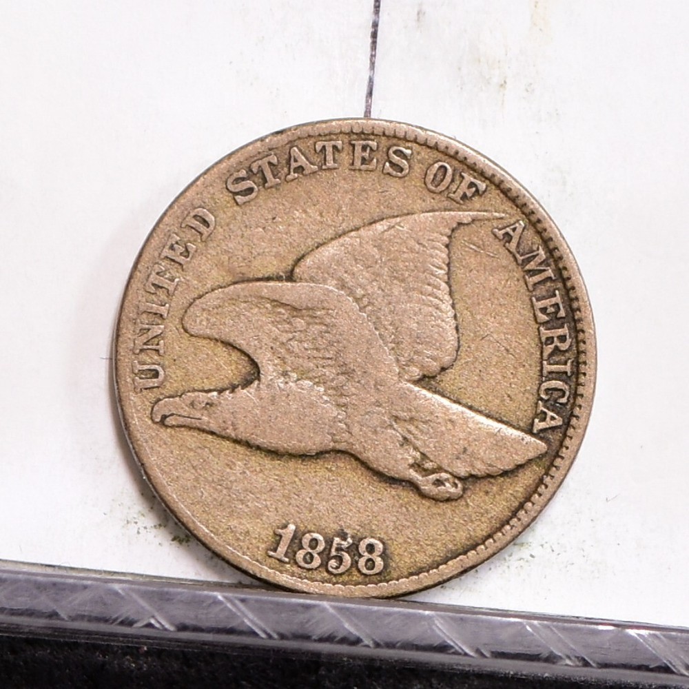 1858 LL Flying Eagle Cent - Large Letters - Fine (#57358-L)