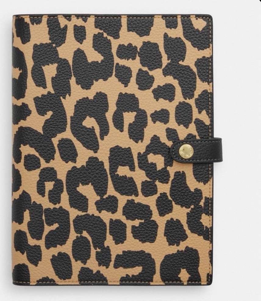 NWT Coach Notebook In Canvas Leather With  Leopard Print