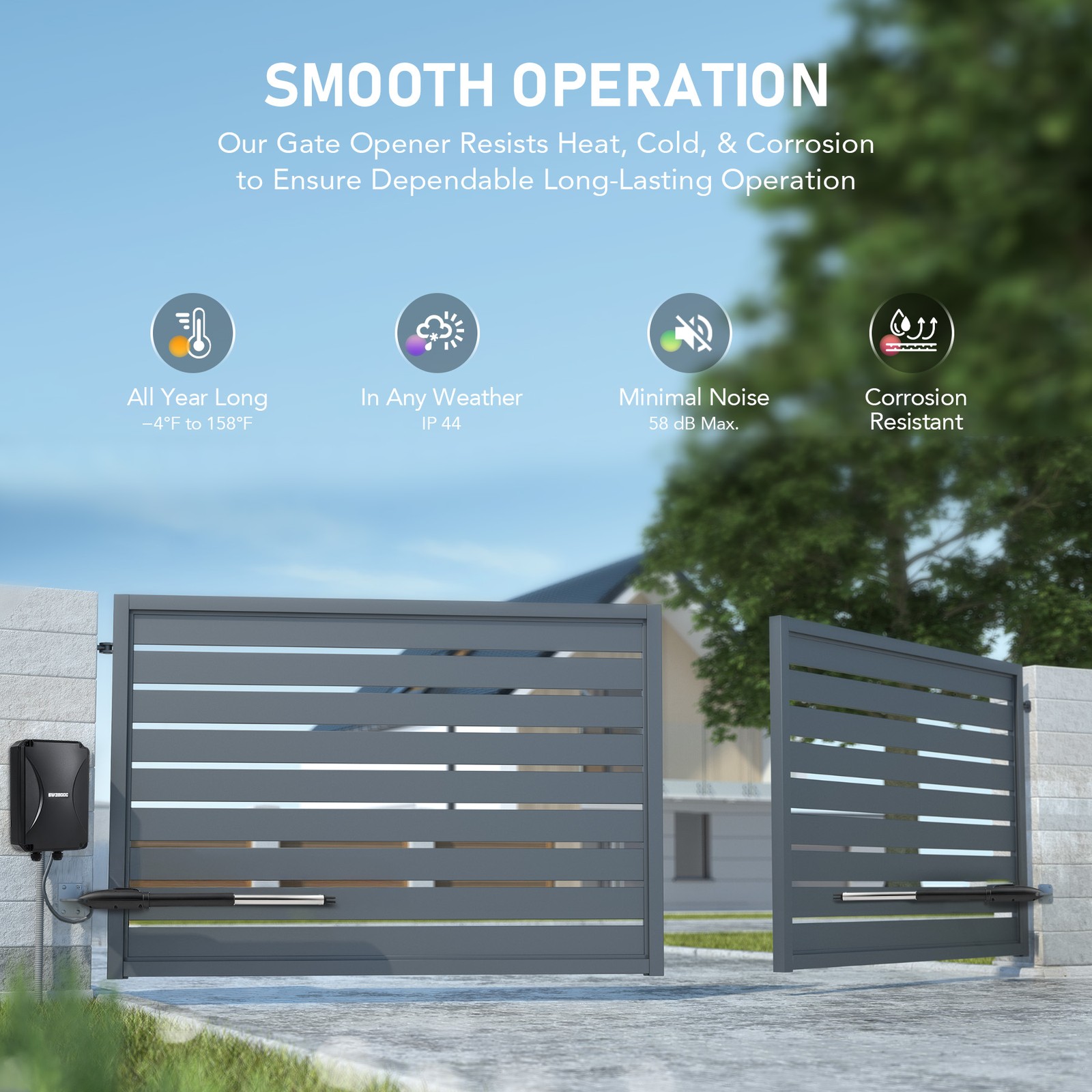 CO-Z Solar Powered Dual Swing Gate Opener for 660lb Home Driveway Garage Gates