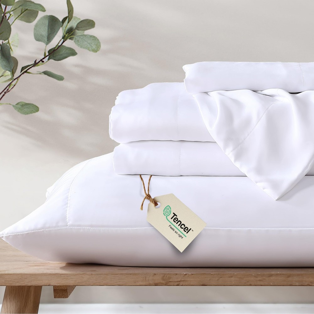 100% Eucalyptus Tencel Lyocell Sheet Set, Silky Soft & Smooth Cooling Sheets ...