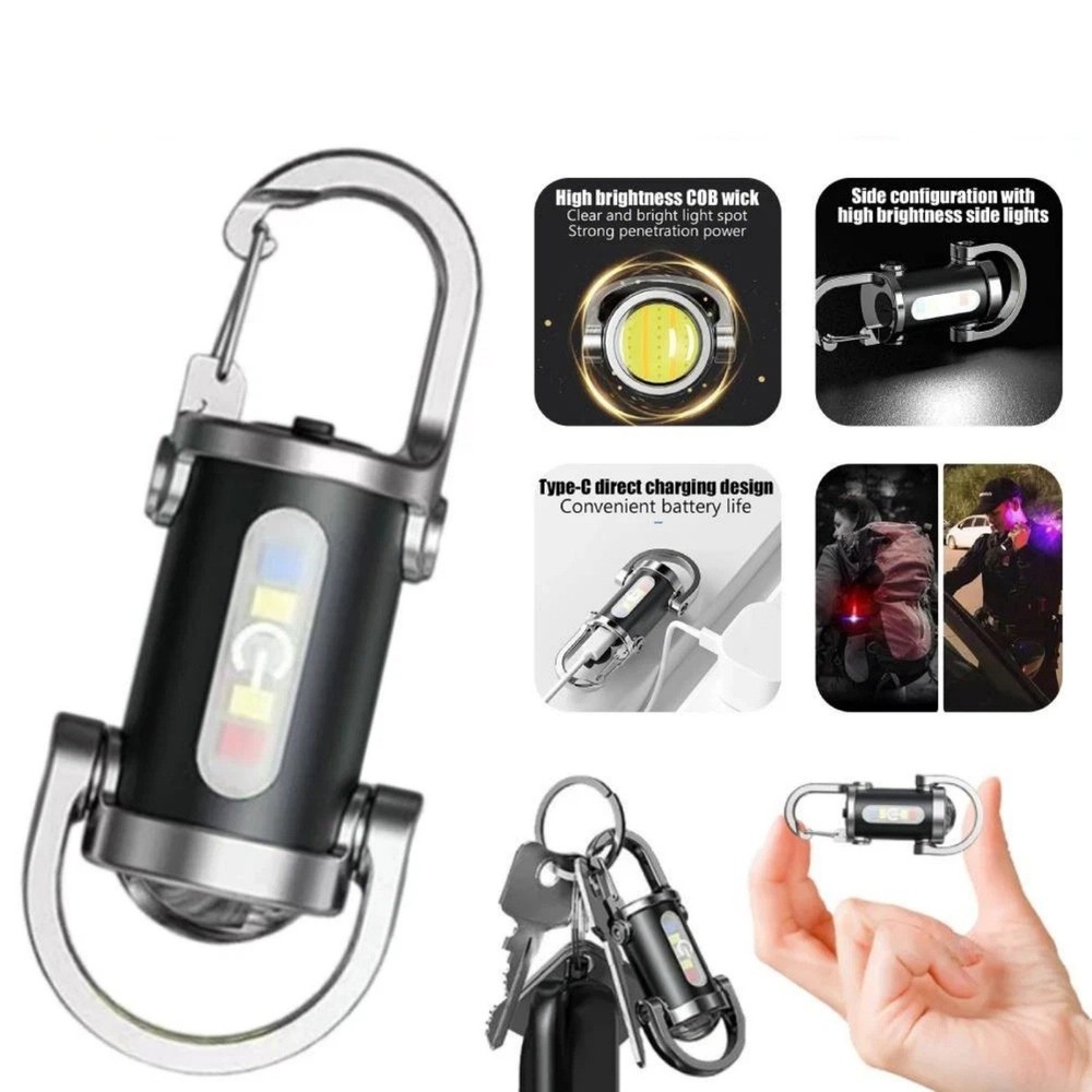Rechargeable Keychain Flashlight LED Torch, Compact Light for Night Camping