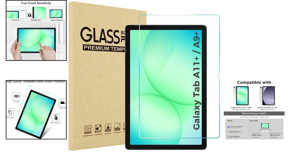9H Scratch-Resistant Screen Protector for Galaxy Tab A11/A9 Plus 11 Inch Devices