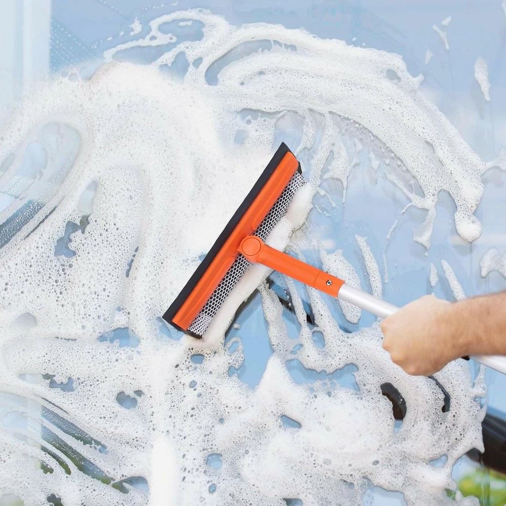 Window Squeegee for Home, Car Windshield Cleaner Telescopic Squeegee, Orange