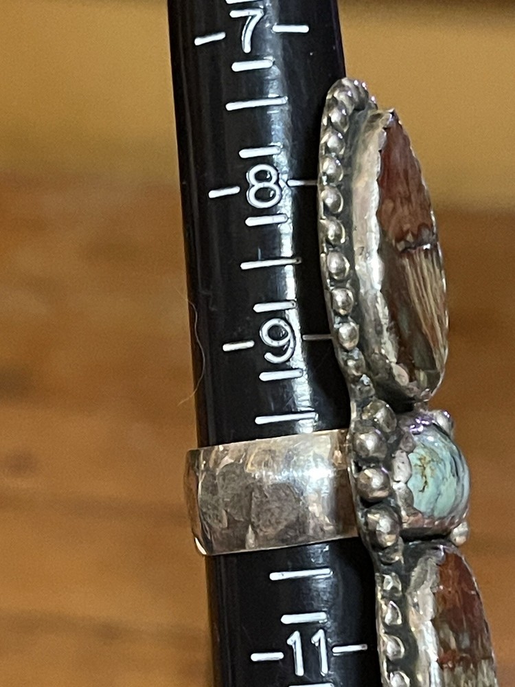 Artisan Sterling Silver Ring, Agate & Turquoise Signed, Free Shipping