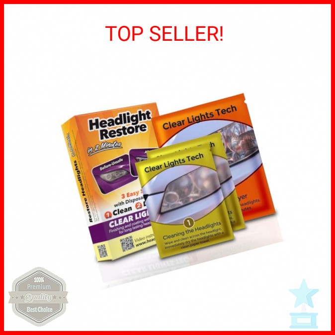 Clear Lights Tech Headlight Restoration Kit - Headlight Cleaner 3-Wipe System Re