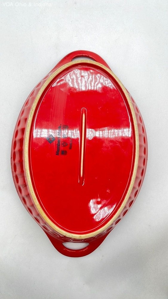Member's Mark Red Ceramic Oval Baking Dish Ribbed Casserole