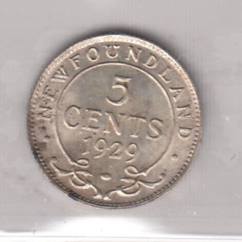 1929 Newfoundland Five Cent - ICCS MS 65 Cert #: SA 220