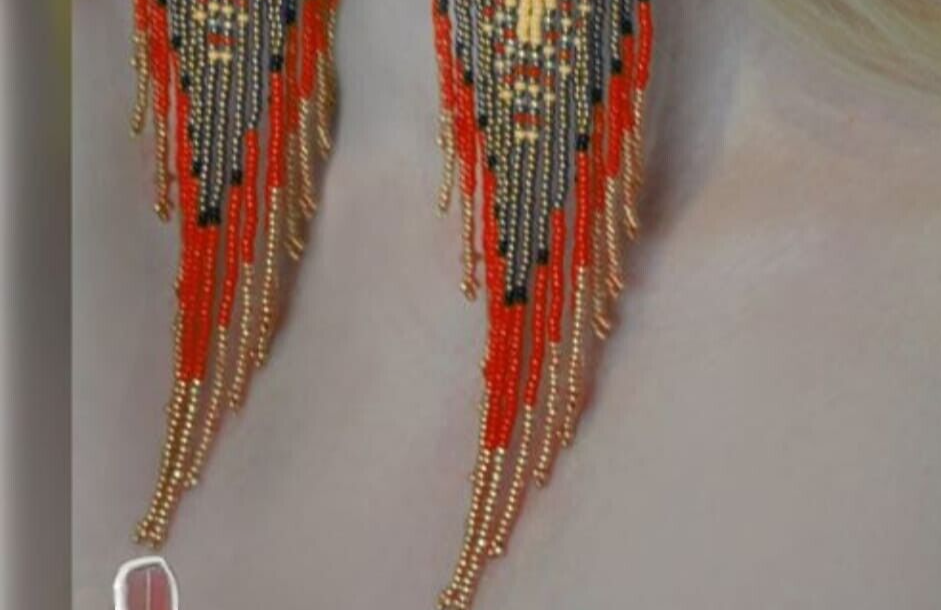 Tribal Earrings Native Large Boho American Seed Beads Handmade Earring