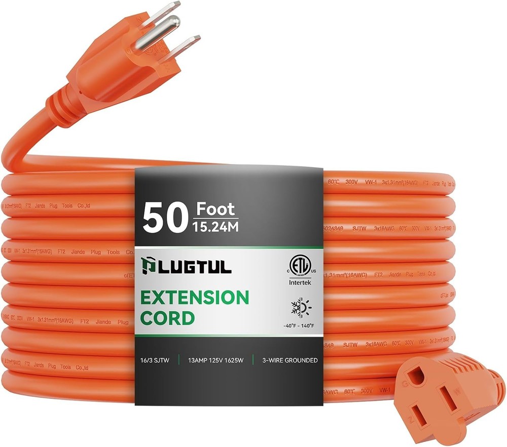 Multipurpose 50 FT Waterproof Extension Cord - Ideal for Holiday & Yard Work