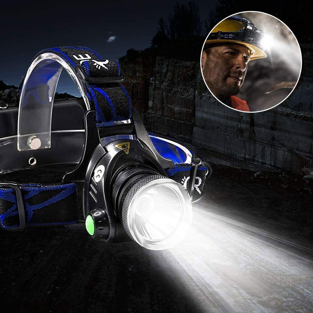 1200000LM LED Headlamp USB Rechargeable Headlight Head Torch Zoomable Flashlight