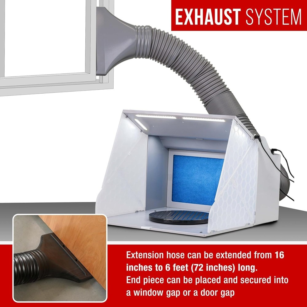 Compact Airbrush Spray Booth with Dual Fans & Turntable for Creative Projects