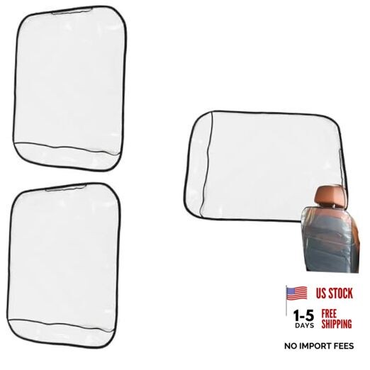 3 Pack Seat Back Protector Clear Plastic Back Seat Cover Waterproof Kick Mats