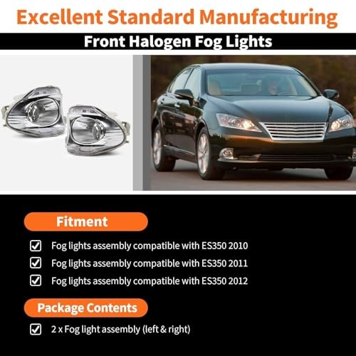 Fog Lights Assembly Compatible with ES350 2010 2011 2012 Pair Left & Right