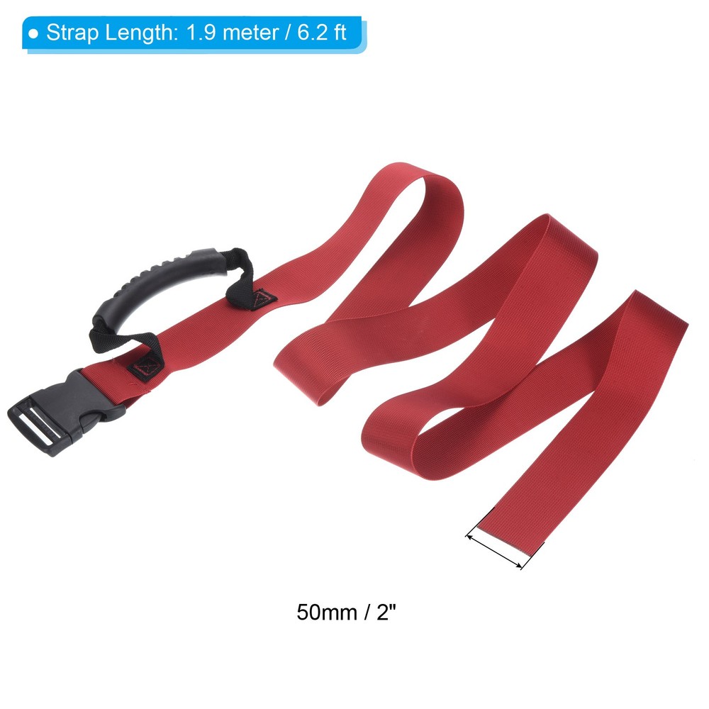 Carrying Strap with Handle, Adjustable Nylon Belt for Moving Boxes, Red 2pcs