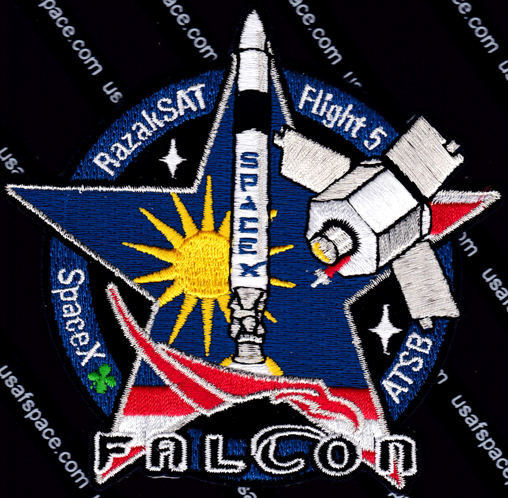 Authentic FALCON SpaceX RazakSAT Flight 5 ATSB ORIGINAL SPACE PATCH MINT *****