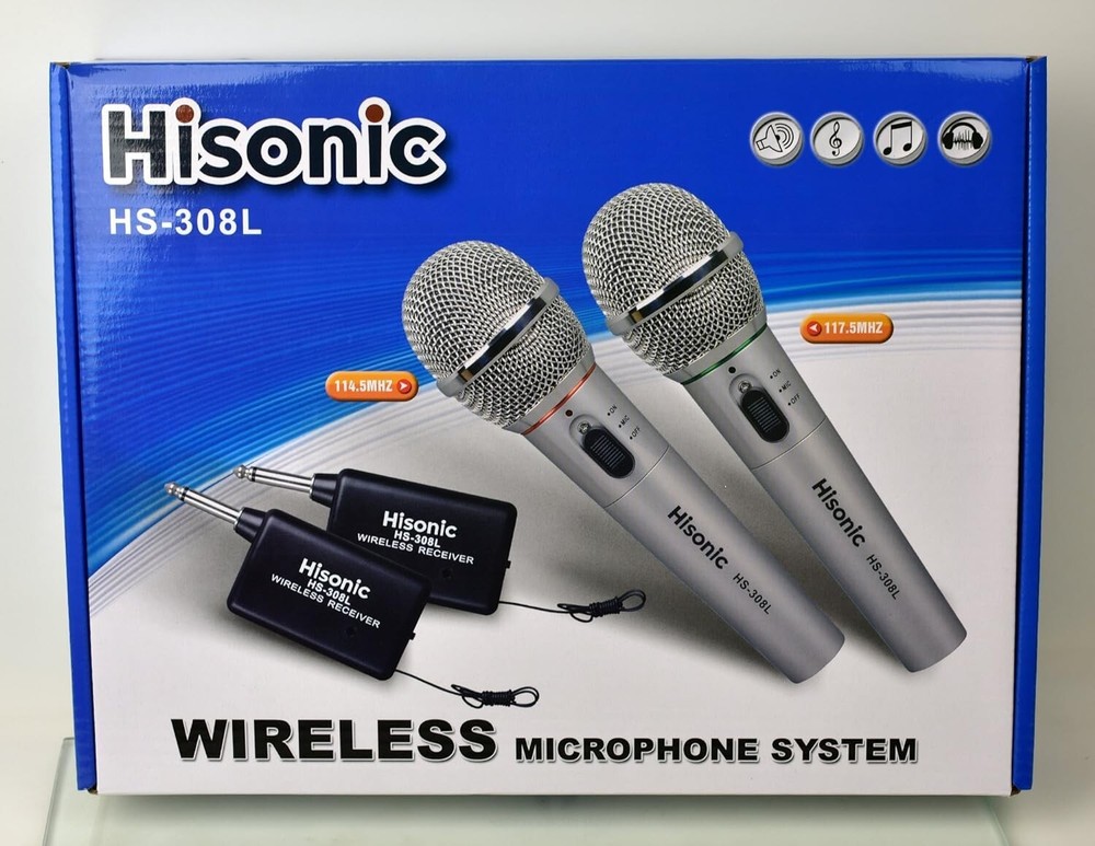 Hisonic HS308L-2 Wireless Dual Handheld Microphone Setup 2 Channel mics