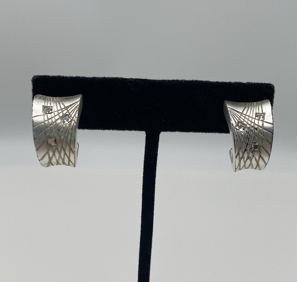 Givenchy Rhinestone Silver Tone Pierced Earrings