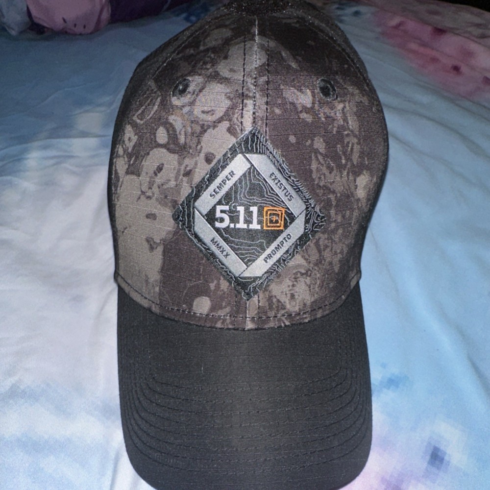 5.11 Tactical Ball Cap Black Gray Brush Pattern One Size Adjustable