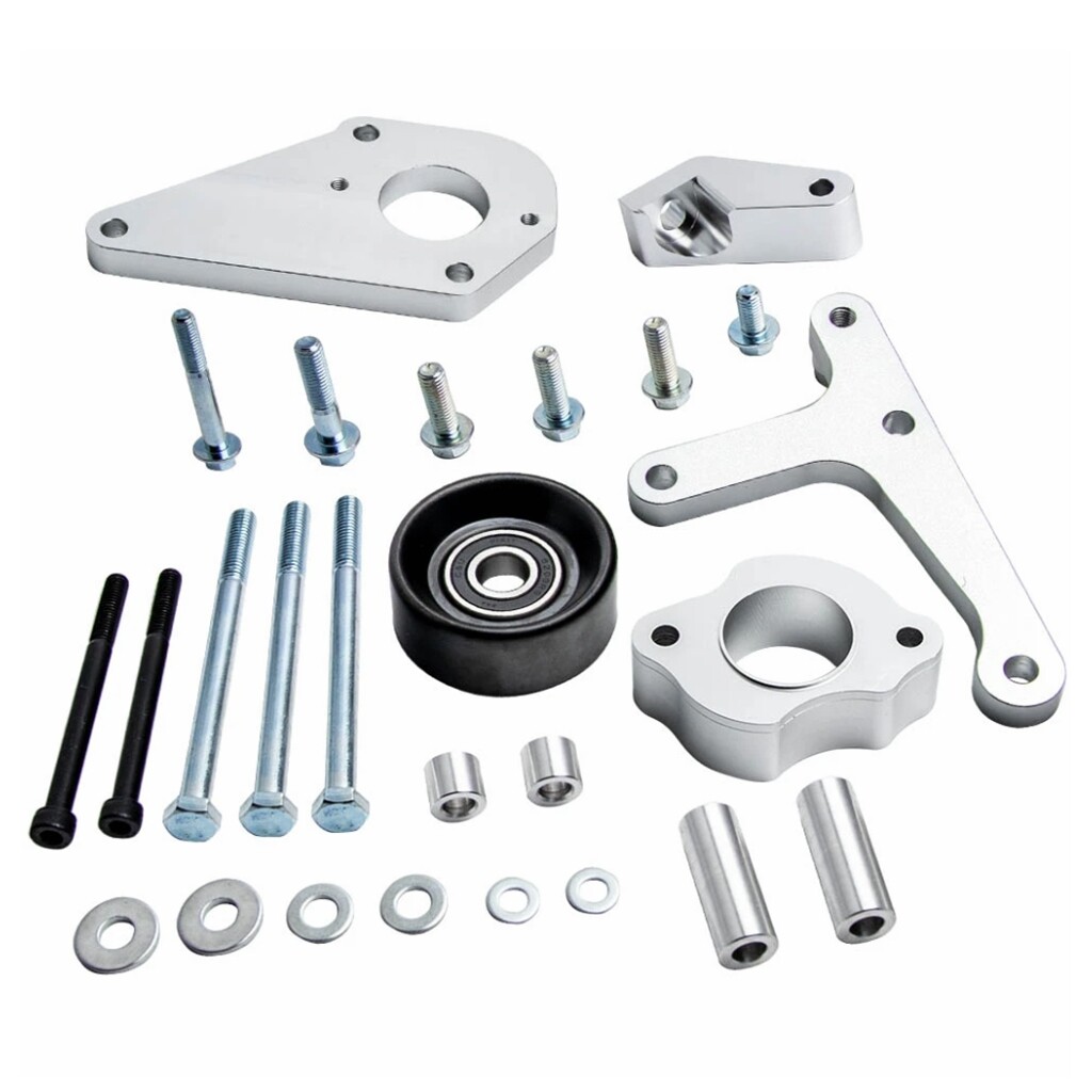 Silver Low Mount Alternator Power Steering Pump Bracket Fit for LS Camaro /Truck