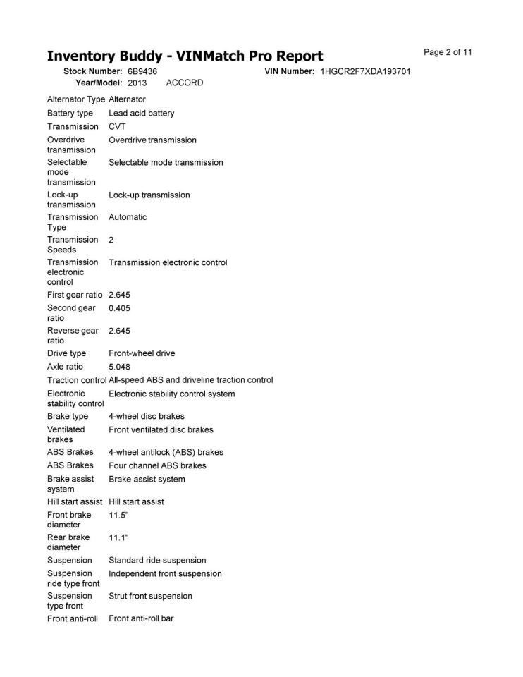 ACCORD 2013 Transmission Shift 2106752