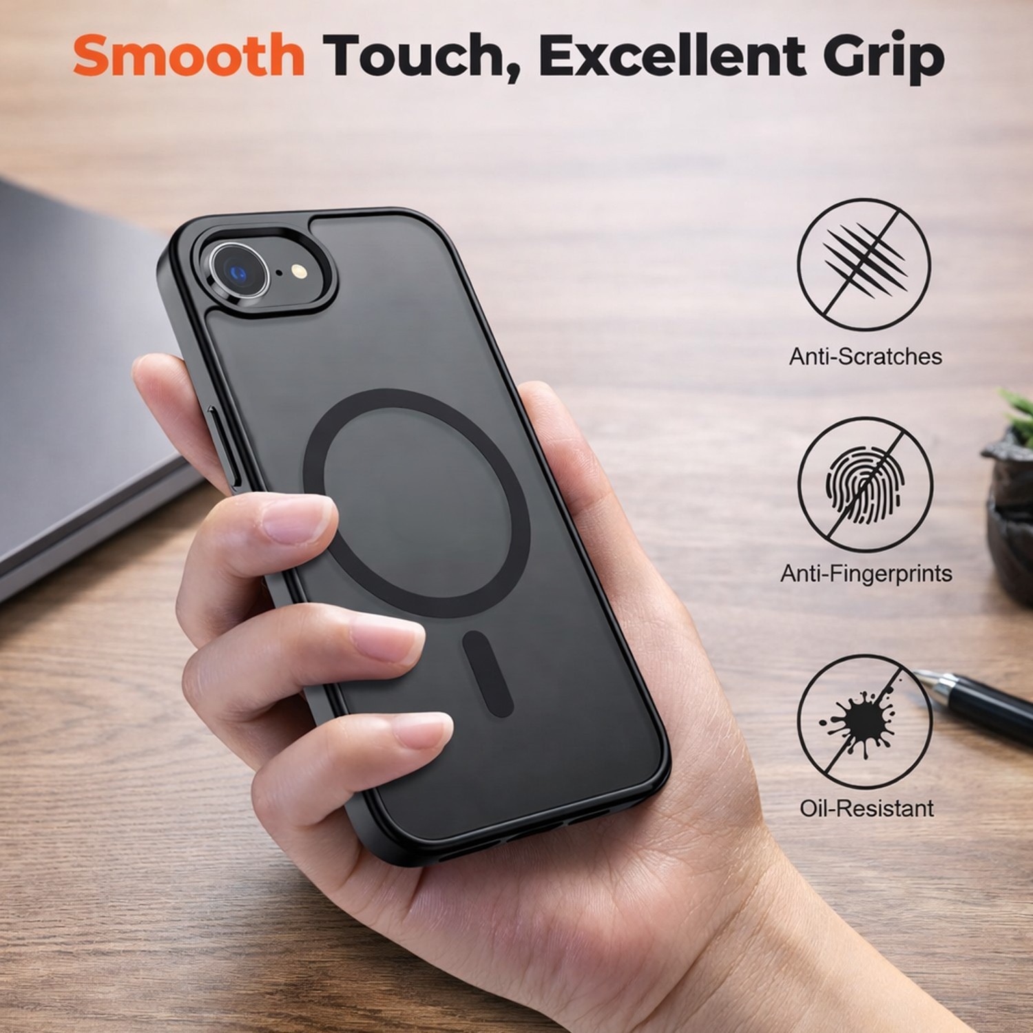 For iPhone 17e Case 16e Phone Cover Magnetic Shockproof Frost + Tempered Glass