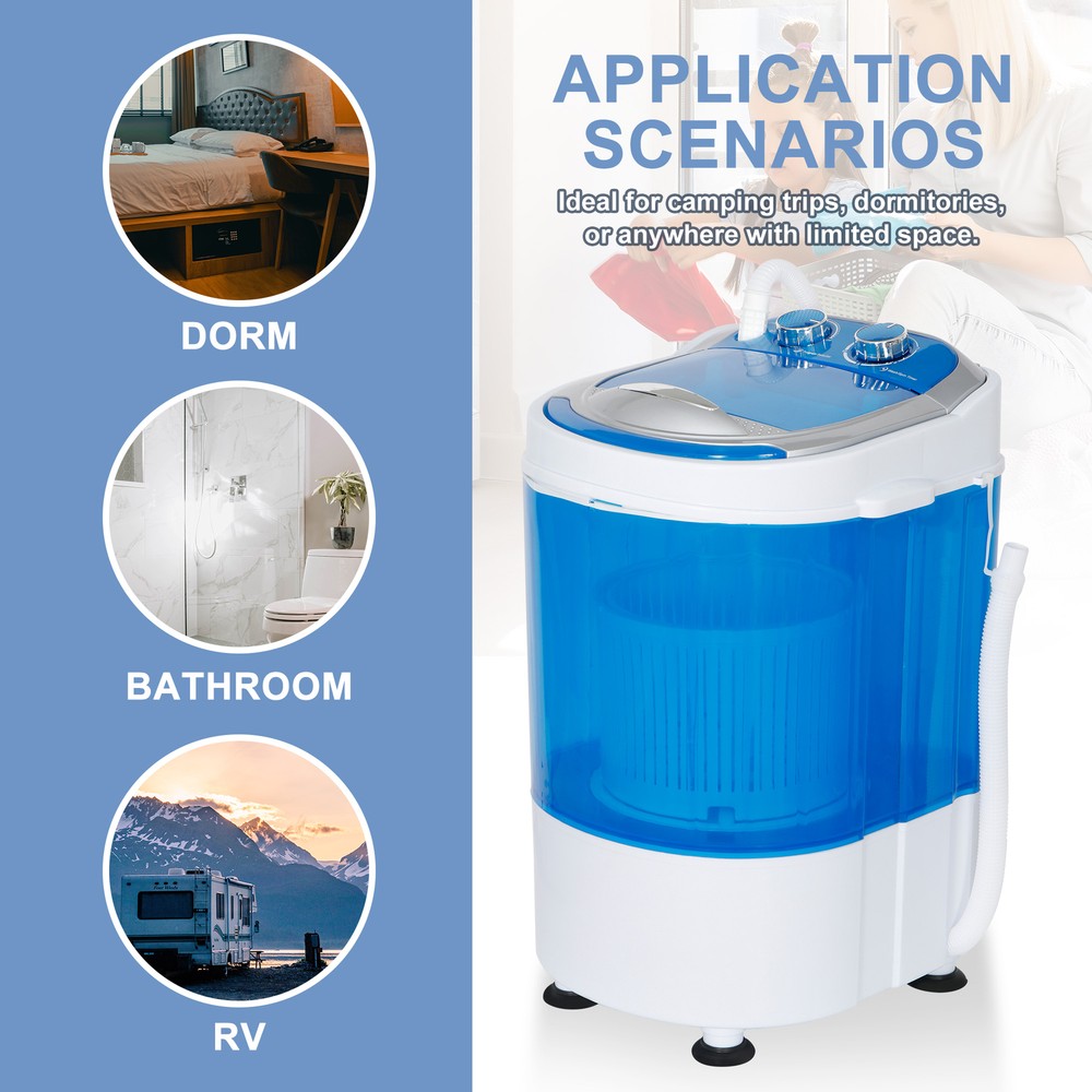 Portable Washing Machine Compact Mini Laundry Washer Idea Drain Pump Hose 9LB