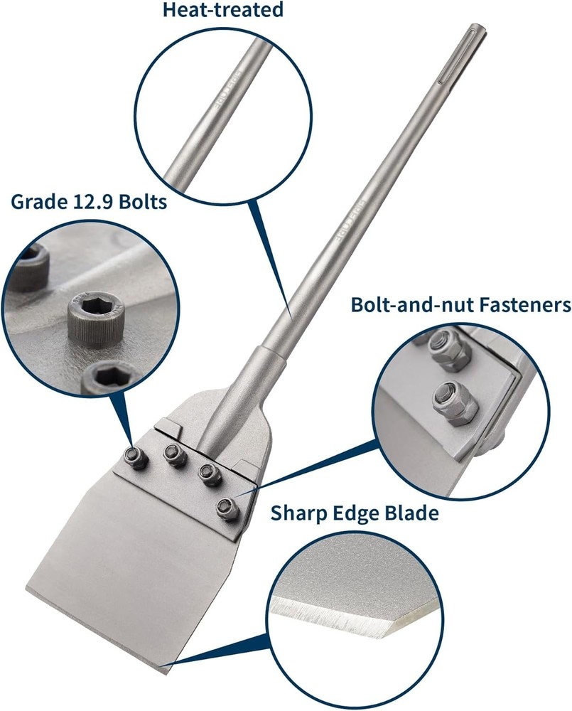 6 Inch SDS Max Floor Scraper Thinset Removal Chisel Bits for Rotary Hammer Drill