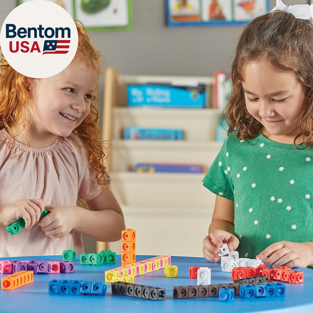 Mathlink Cubes - Set of 100 Cubes, Ages 5+ Kindergarten, STEM Activities, Math M