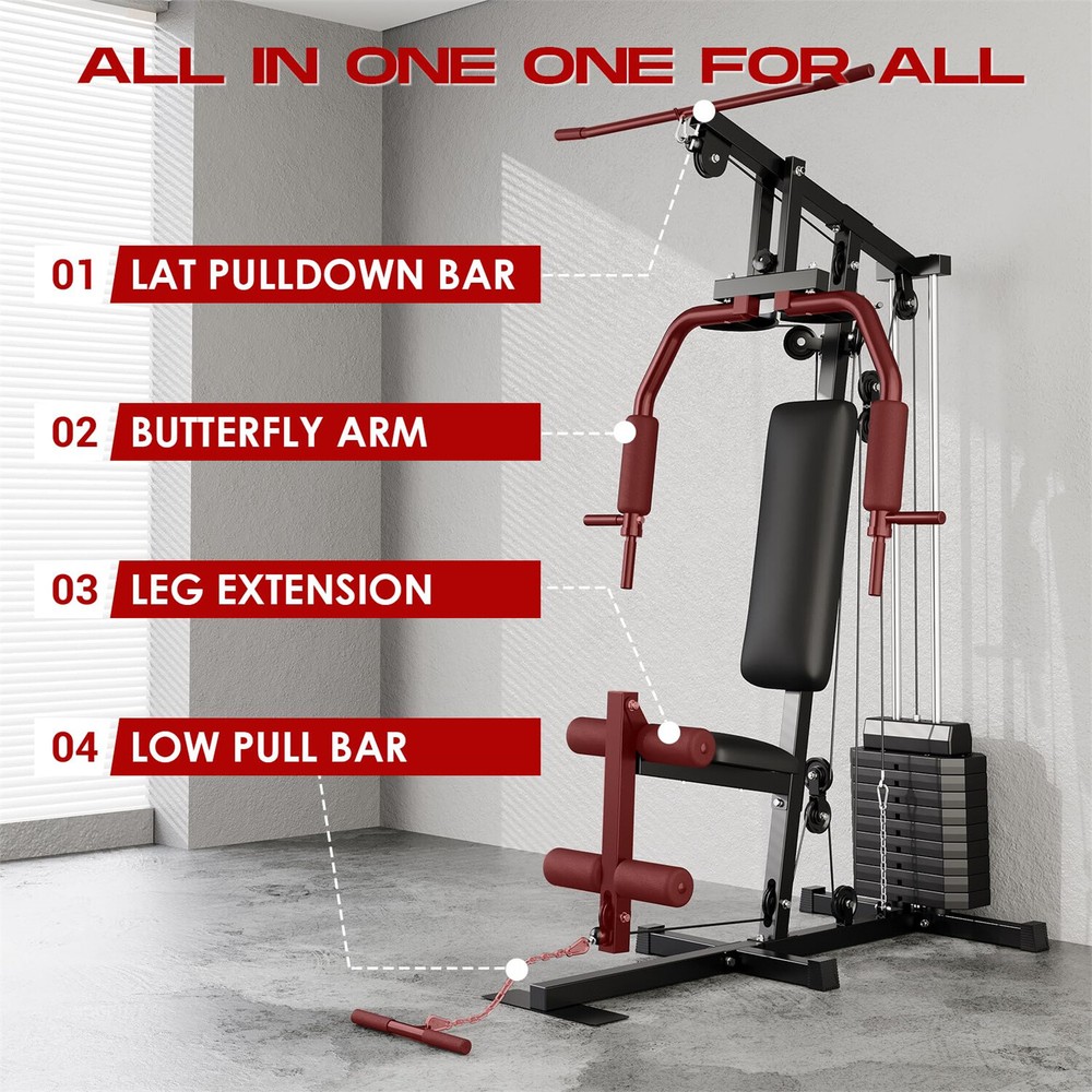 Home Gym Machine System with 100LBS Weight Stack Full Body Workout Station