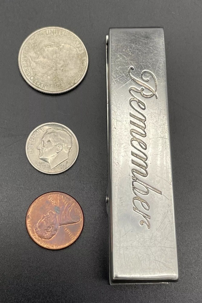 Sterling Silver Memo / Paper / Bill Clip Desk Accessory “ Remember ” Thomae Co
