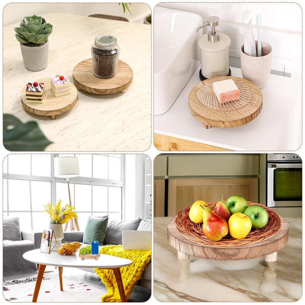 4 Pcs Wood Risers Display Stands Wooden Risers for Table Display Mini Riser S...