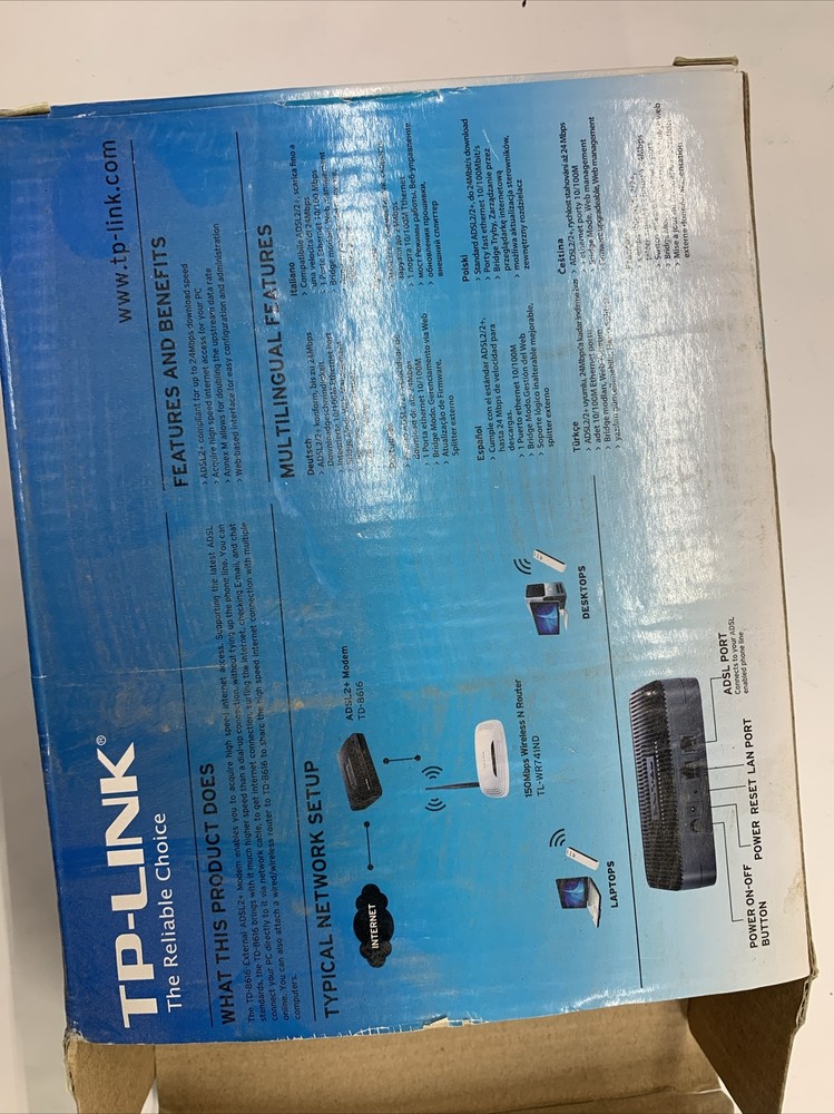 Used TP-Link ADSL2+ Modem 24Mbps Downstream Bandwidth TD-8616