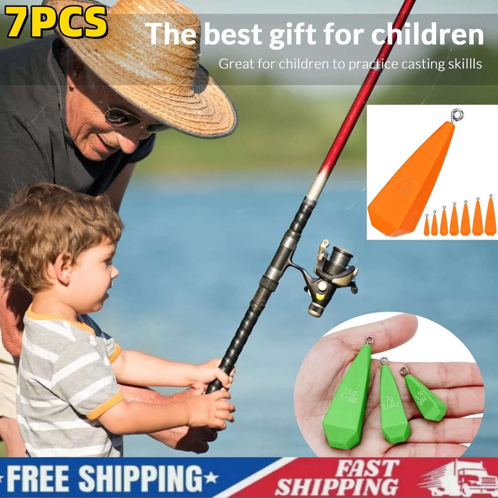 7PCS Fishing Practice Plug Soft PVC Bait Casting Plug Mixed Weight Casting Skill