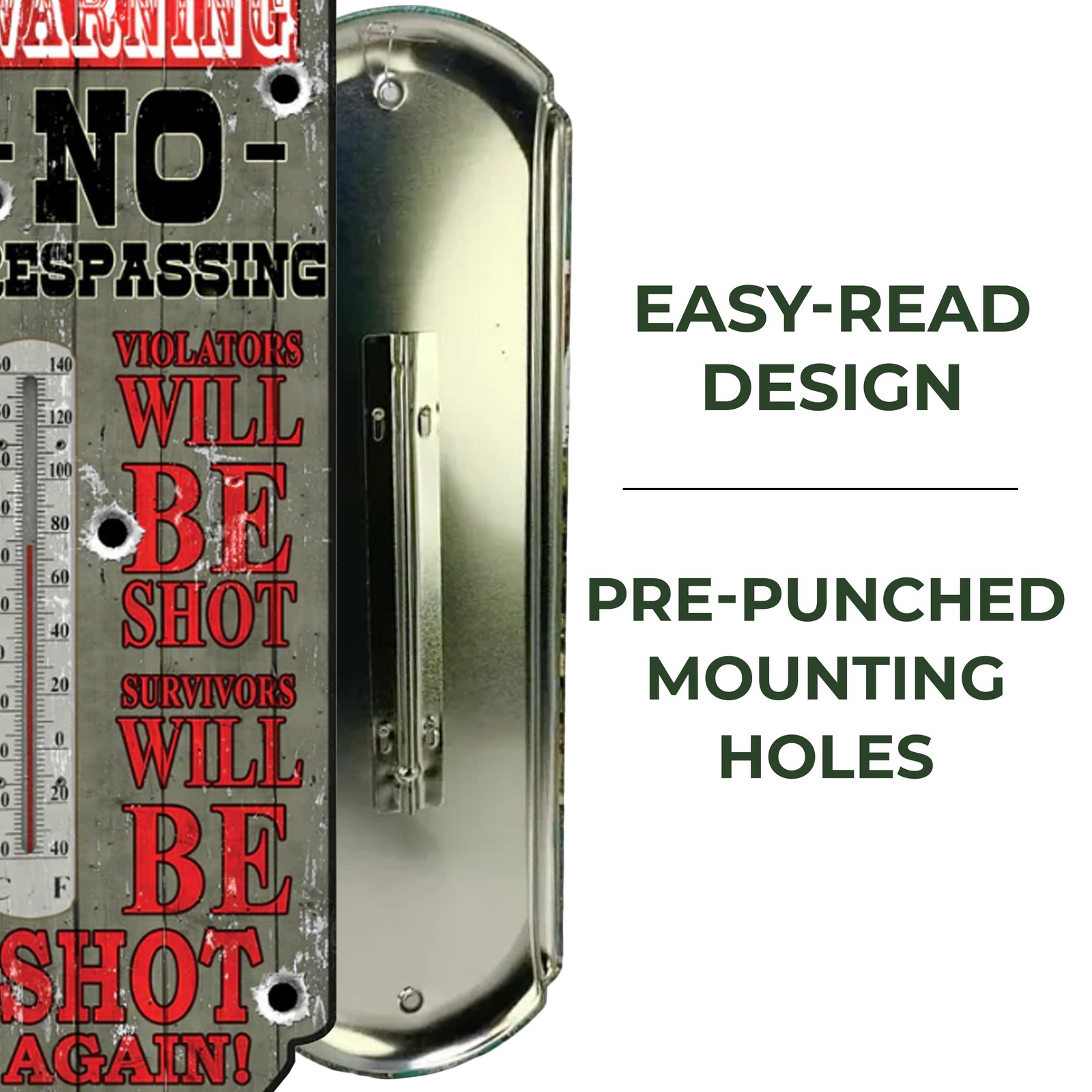 Rivers Edge Products Tin Thermometer, 17" x 5" Indoor or Outdoor Thermometer,