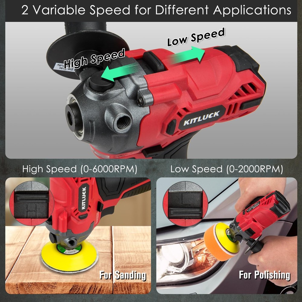 Cordless Buffer Polisher, 12V Mini Wax 20V Car Red