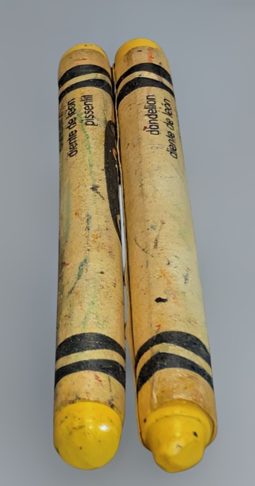 2 - Crayola Retired Dandelion Yellow Crayons - Used