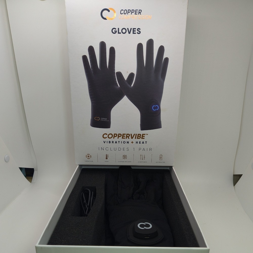 open box Tested new Copper Compression Gloves Coppervibe Vibration + Heat