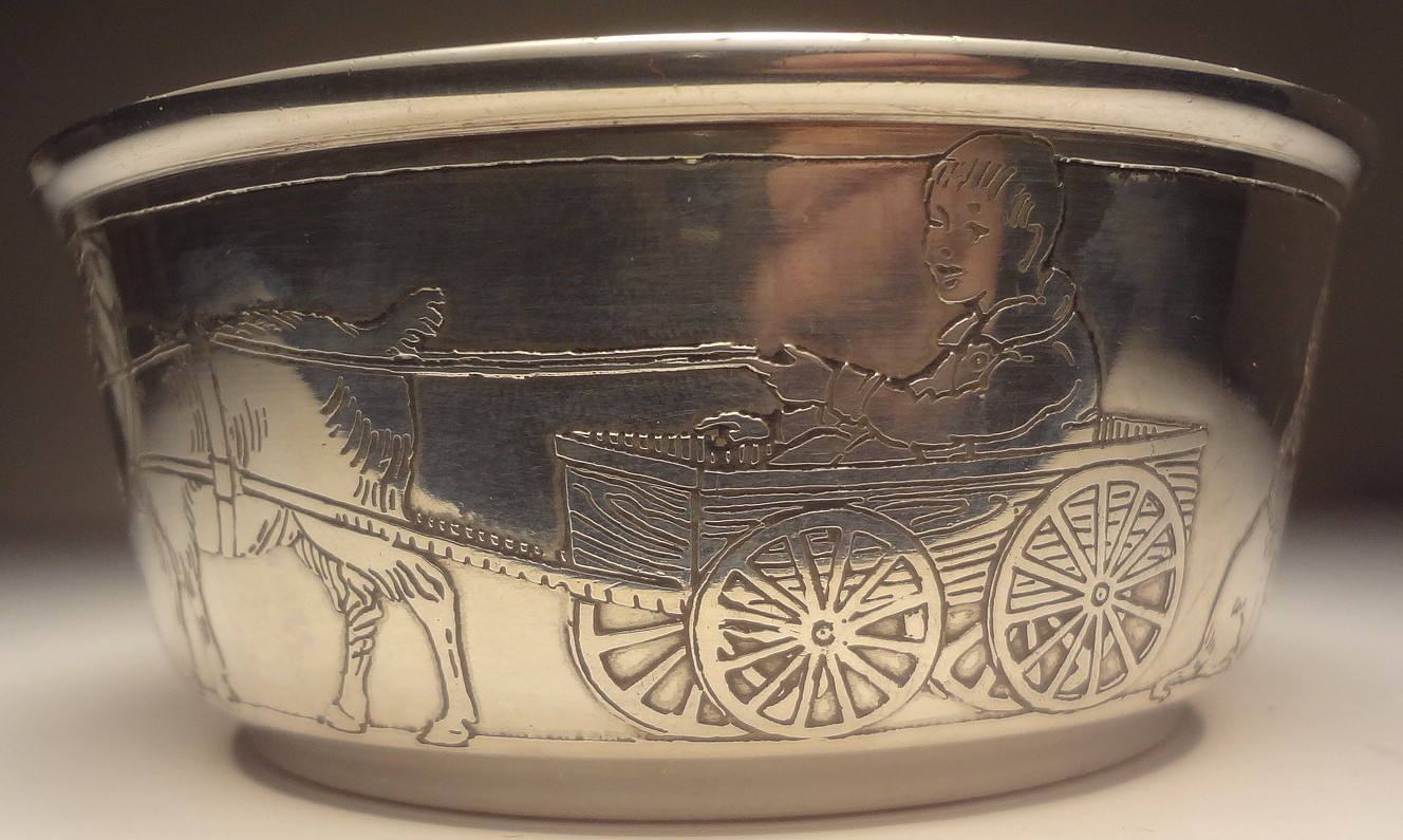 e1900's R. BLACKINTON & CO. sterling silver NURSERY RHYME BABY BOWL marked #219