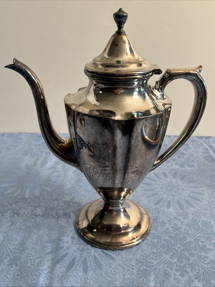 Antique Silver Plate Tea Set / Service By Wallace Bros Silver Co, Monogrammed