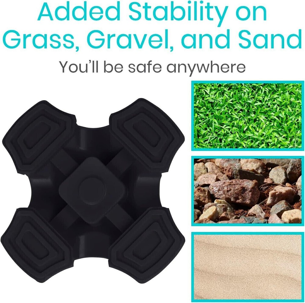 Vive Cane Tip - Self Standing Quad Base Replacement for Most Walking Canes