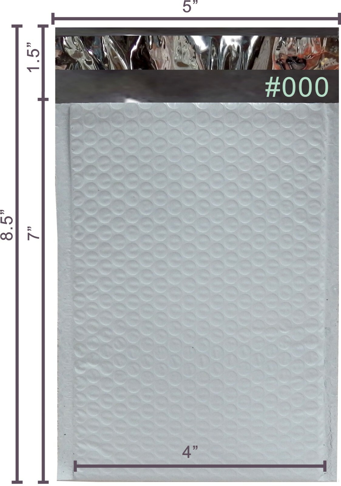 PolycyberUSA 500 pcs #000 Poly Bubble Envelopes Mailers (Inner 4x7)