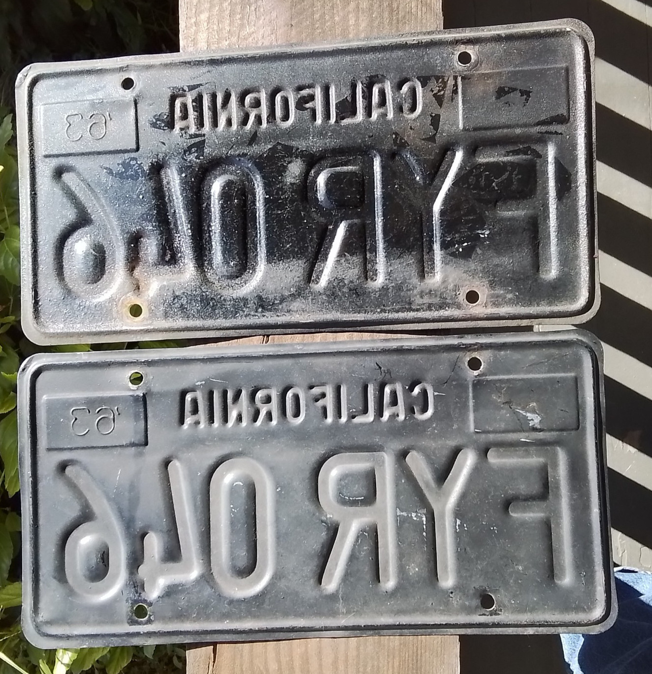 Vintage 1960's Pair CALIFORNIA Auto License Plates FYR 046 Cleared