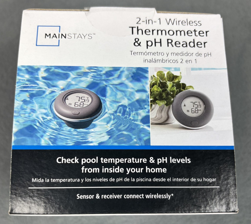 Mainstays 2-in-1 Wireless Pool Thermometer & pH Reader Indoor Display 160ft